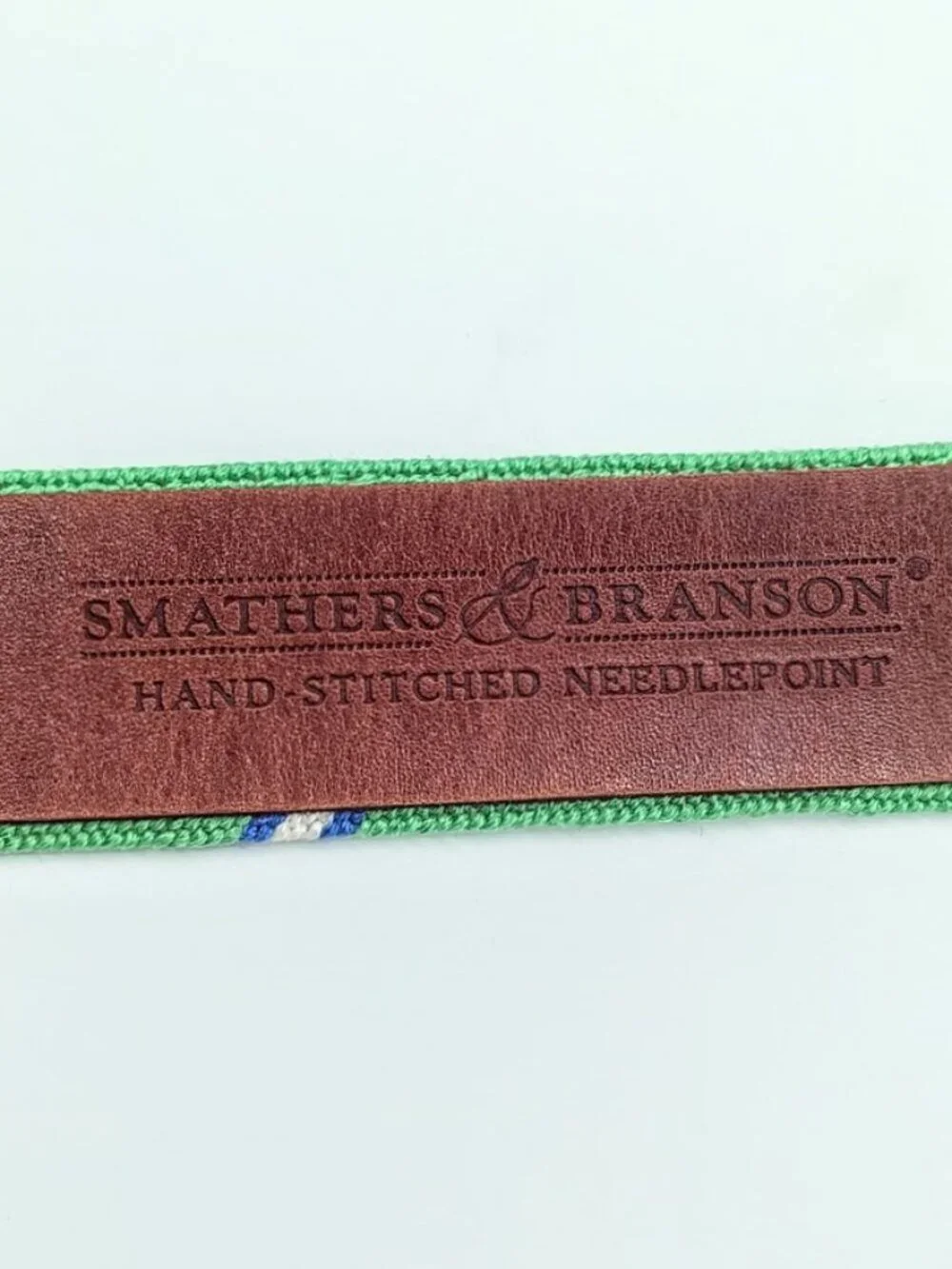 Smathers & Branson Hand-Stitched Needlepoint Leather Belt
